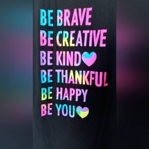 Place Kids XXL  Long Black Tee with Colorful Inspirational Text